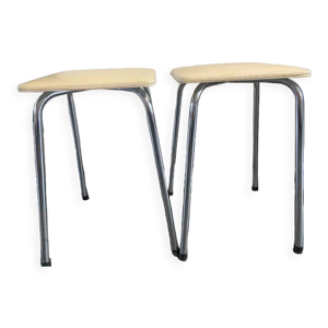 Paire tabourets crème
