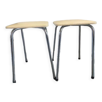 Pair of cream stool in Skaï