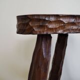 Pair of wooden tripod stools
