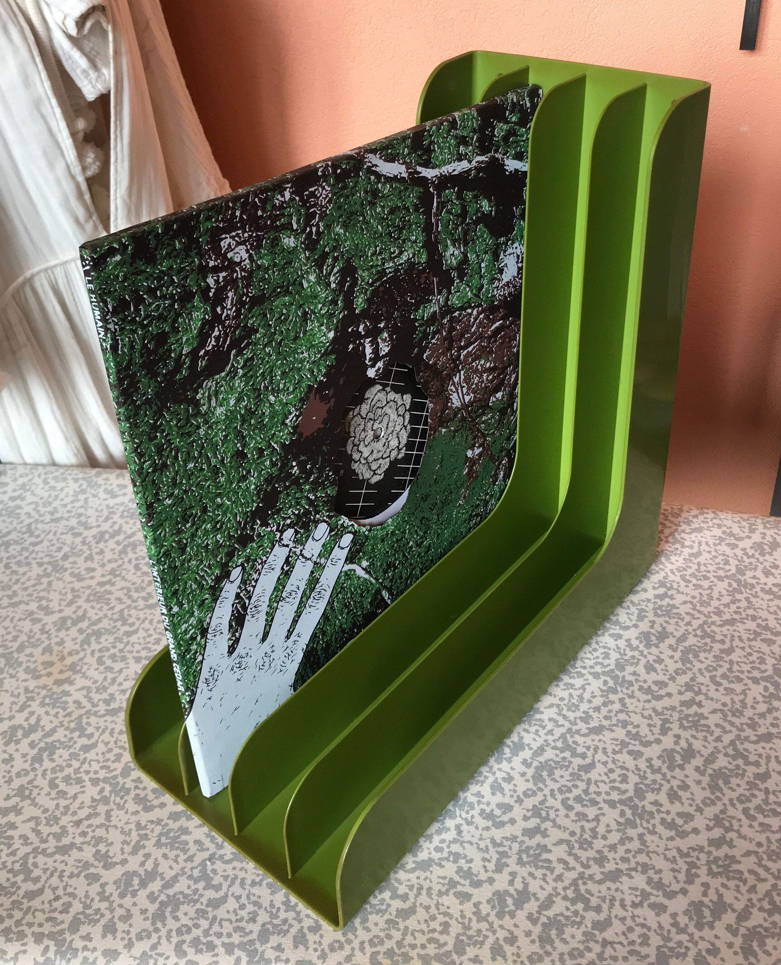 Vinyl support storage 70s Discofoon olive green