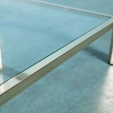 Minimalist coffee table in brass and glass, Regency style from the 1970s.