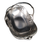 Art-deco bread basket in silver-plated metal, gallia for christofle, ears of wheat