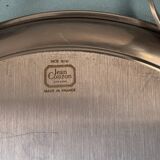 plateau de forme oblong en inox et bois de l'orfèvre Jean Couzon