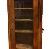 Showcase 1 glass door in solid cherry wood with sculpture - Very good condition