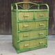 Chest of drawers in green rattan circa 1970