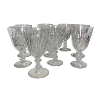 9 verres à Madère ou apéritif 11 cm, Baccarat modèle Armagnac