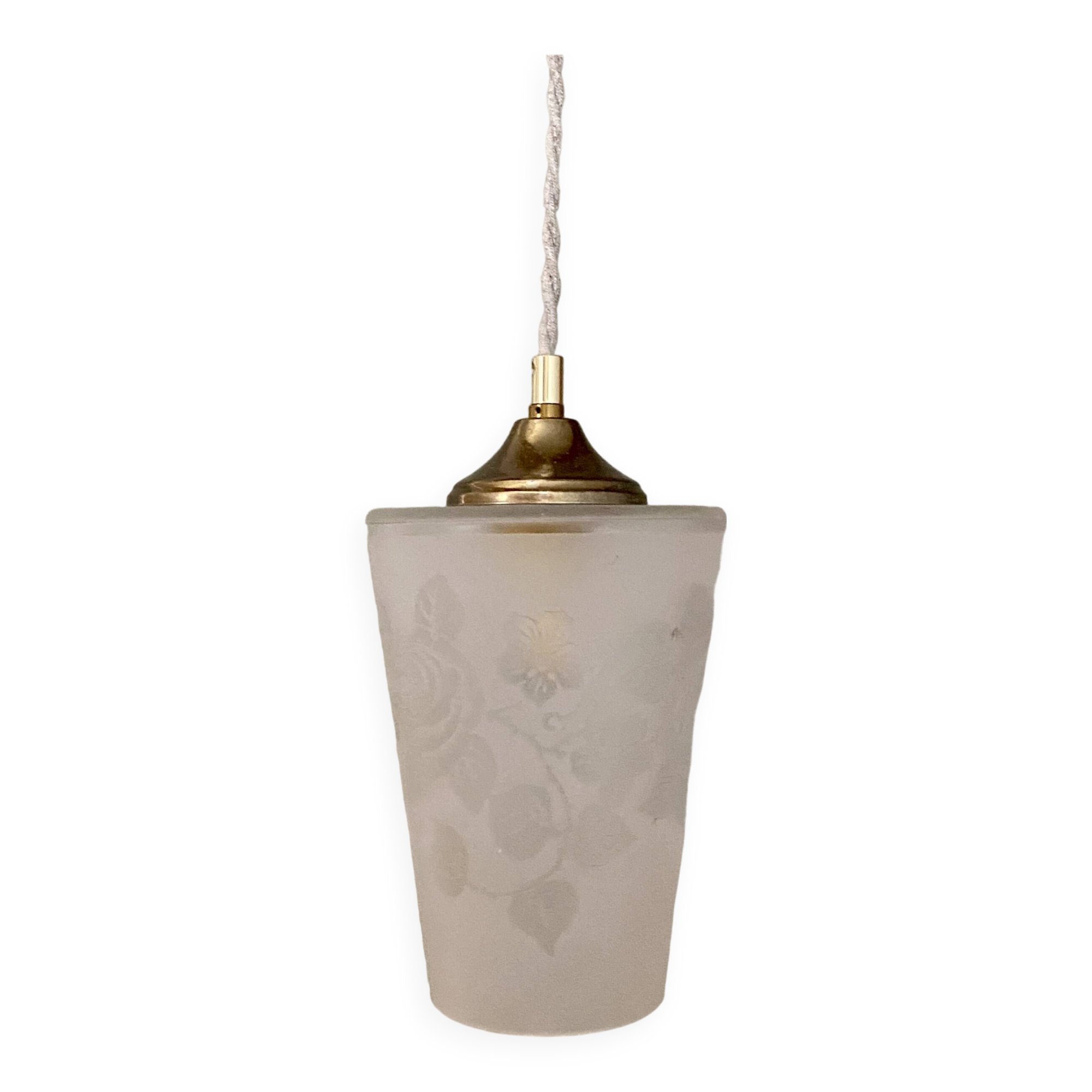 Vintage frosted glass globe pendant light