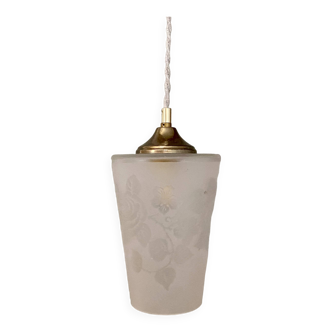 Vintage frosted glass globe pendant light