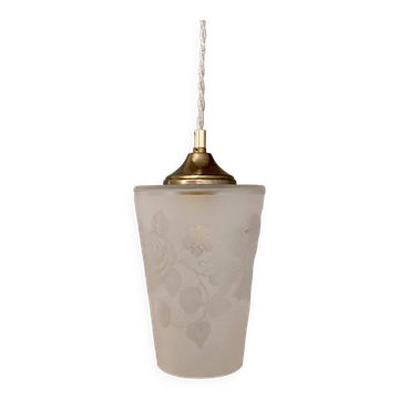 Vintage frosted glass globe pendant light
