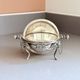 Antique English Silver-Plated Roll-Top Caviar Dish with Ram’s-Head Decoration
