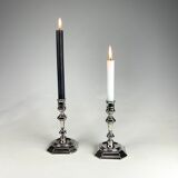 Pair of antique candlesticks in silver metal
