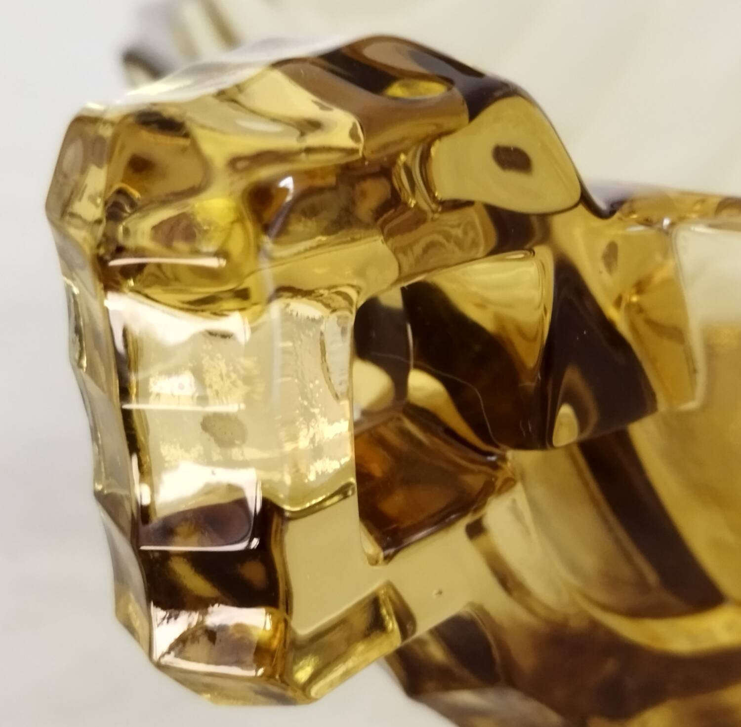 Molded glass fruit bowl art deco style amber