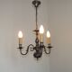 Italian Vintage Silver Brushed Metal 3 Light Flemish Style Chandelier