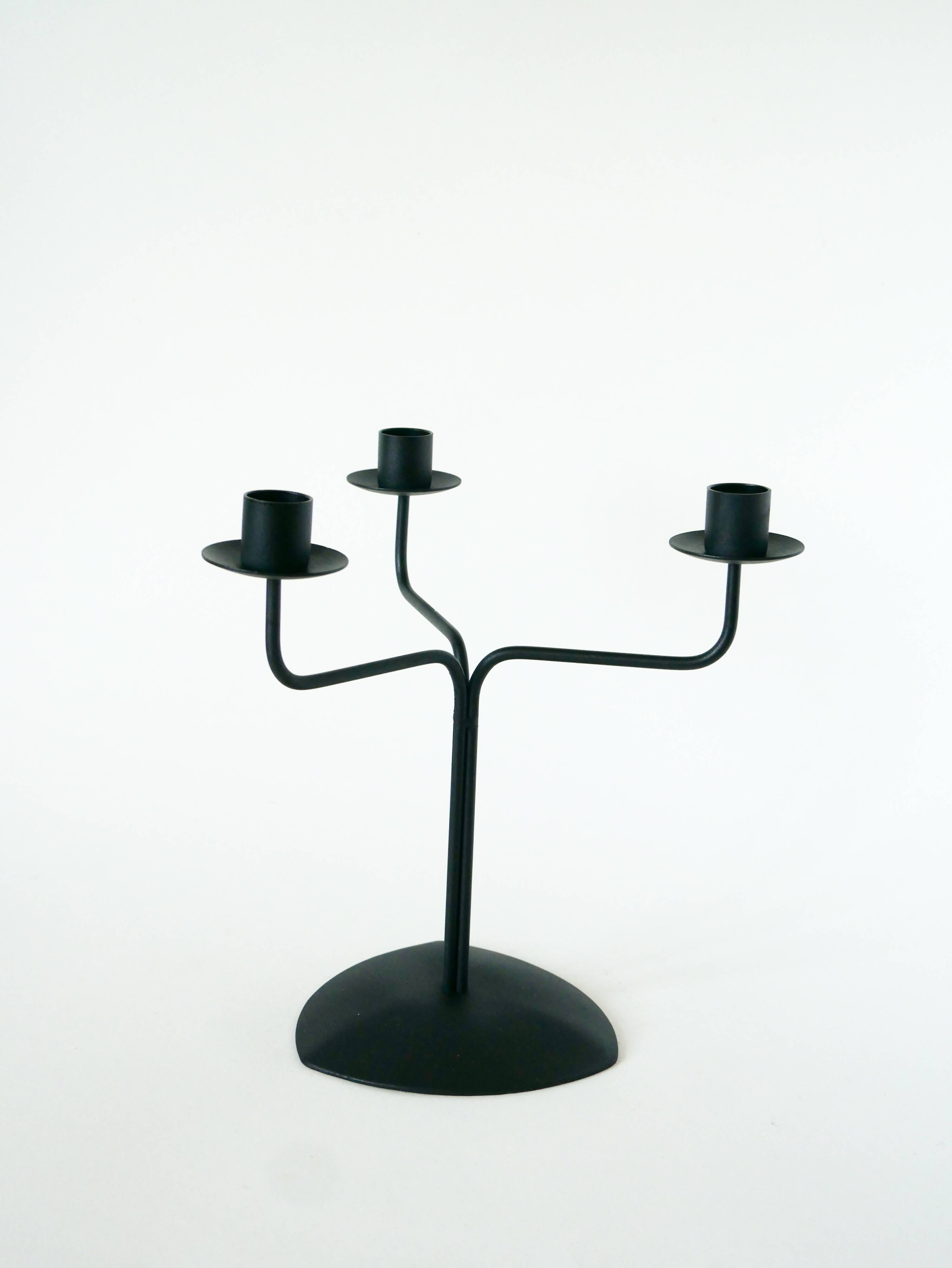 Three-light wrought iron candle holder, Minimalist, Vintage