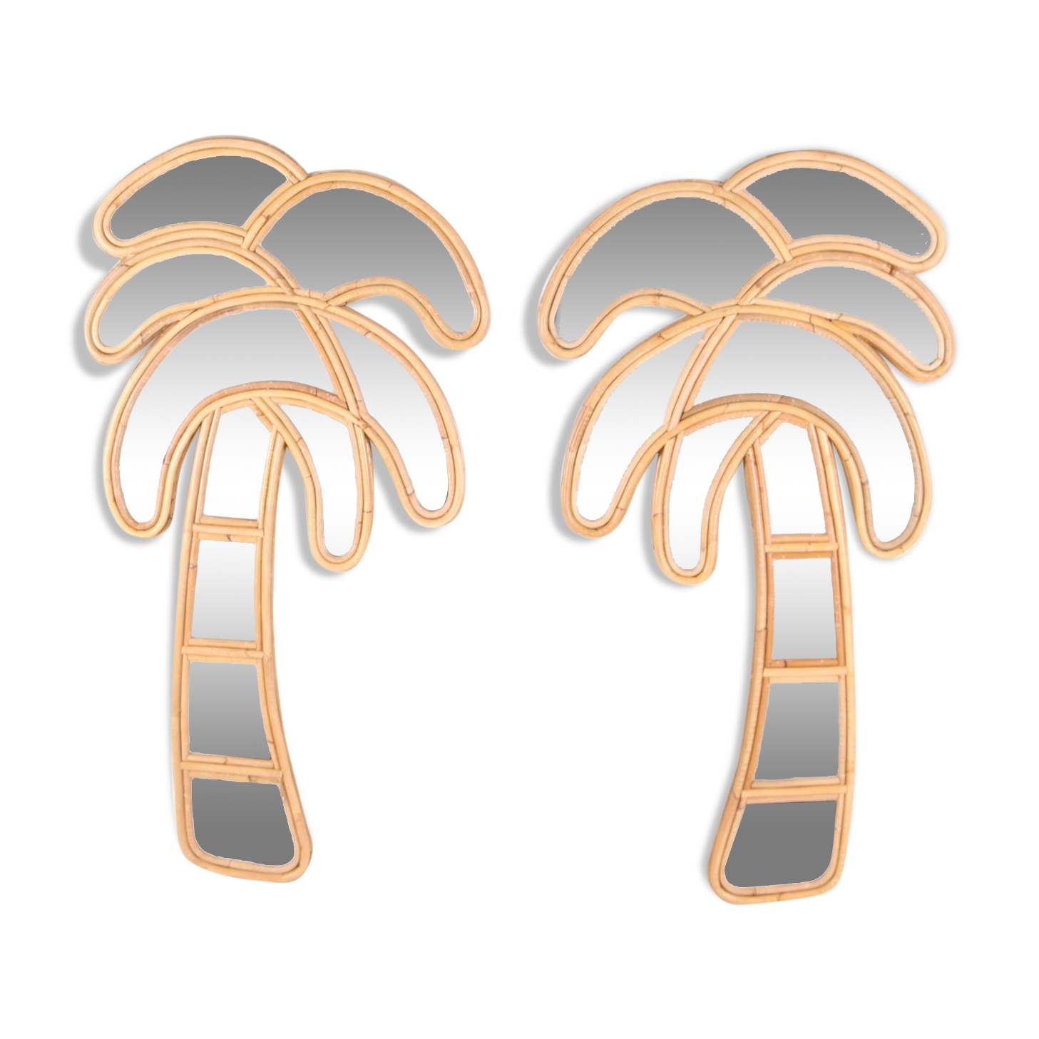 Pair of rattan mirrors 61x113cm