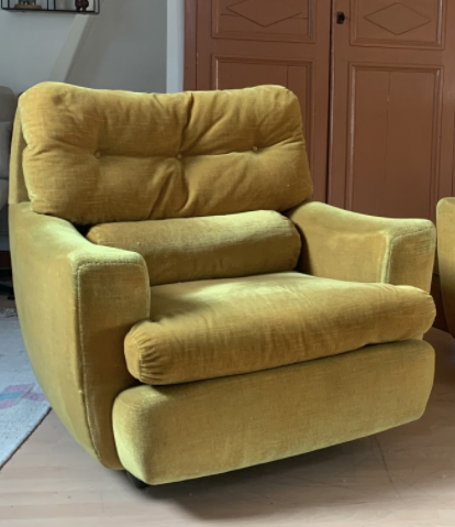Pair of vintage mustard yellow armchair