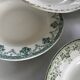 Set of 6 blue and green ironstone deep plates, French earthenware.