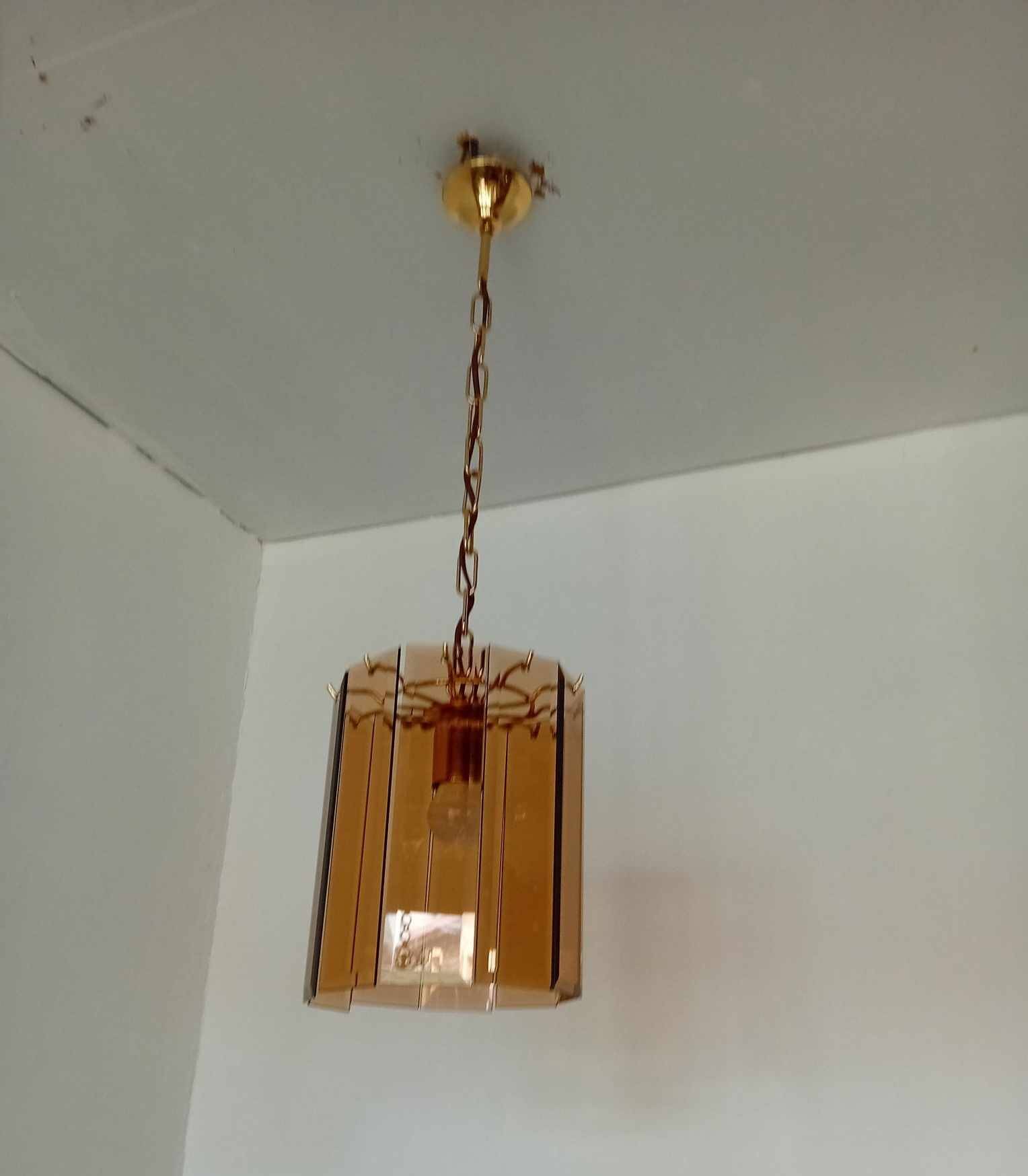 50s/60s pendant light in gold metal