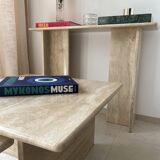 Square nesting table 100% TRAVERTIN