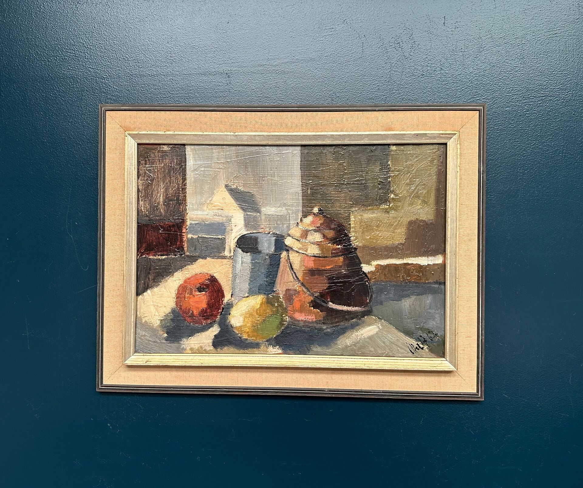Huile sur panneau – « Nature morte » attribuée à Åke Wilhelm Andersson – 1962