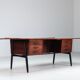 Scandinavian executive desk in rosewood with bar Denmark 1960
