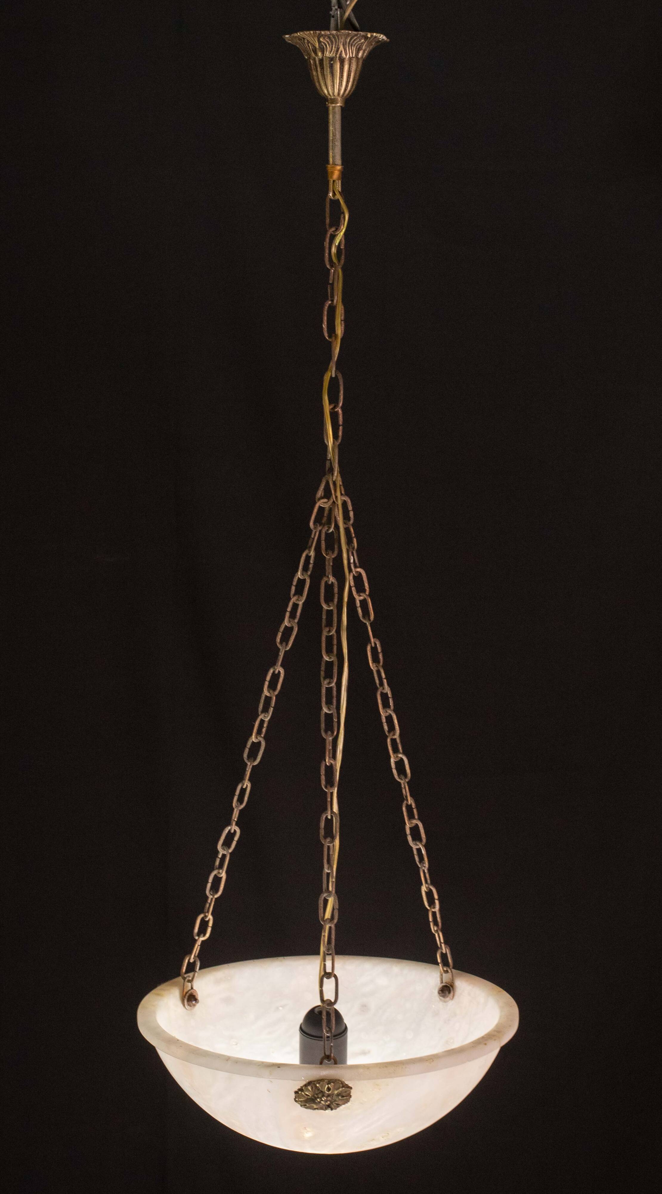 Liberty white alabaster chandelier, 1940s