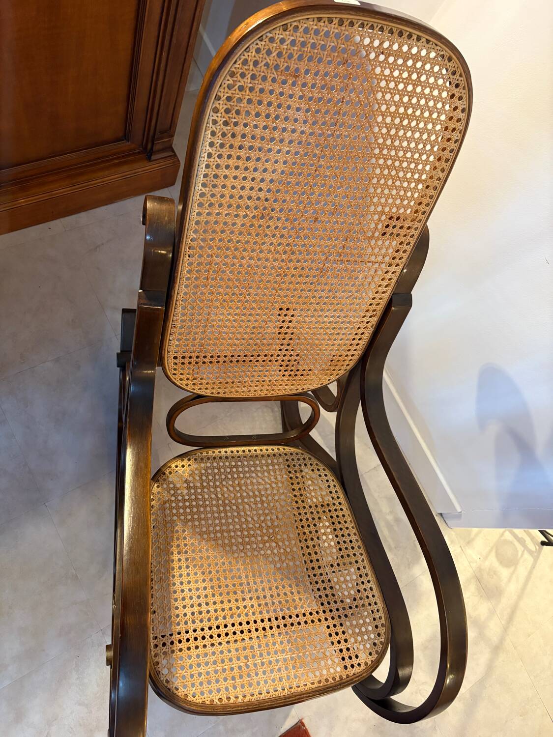 Rocking chair with caning