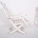 Garden chaise longue with footrest