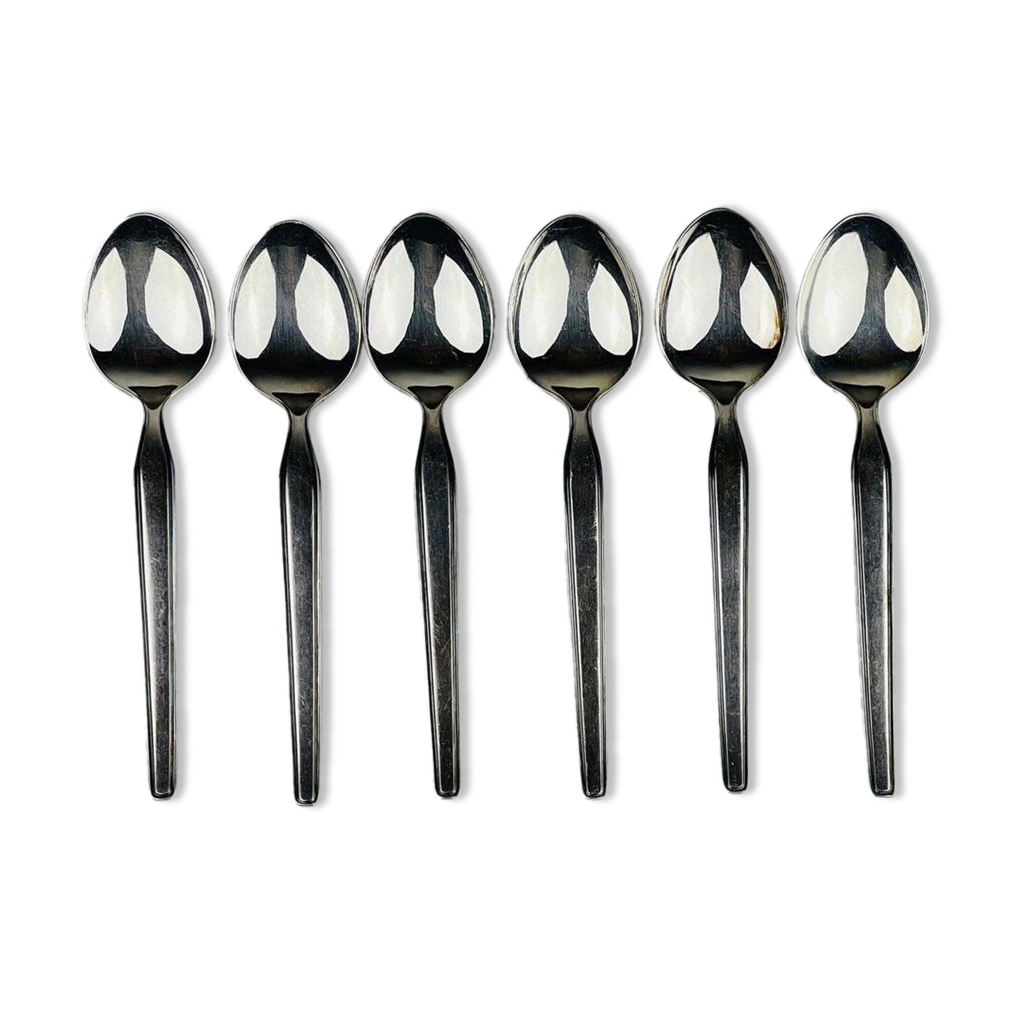 Classic vintage silver tea spoons by Paul Wirths, Solingen, Germany, 1950s, set of 6.