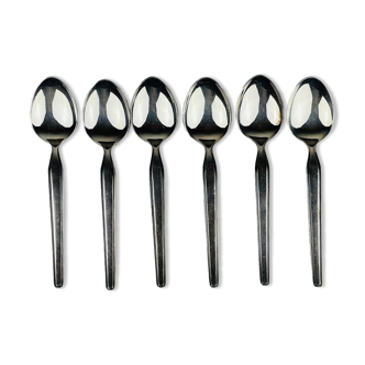 Classic vintage silver tea spoons by Paul Wirths, Solingen, Germany, 1950s, set of 6.