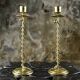 Pair of Art Deco twisted brass candlesticks, France, 1930s