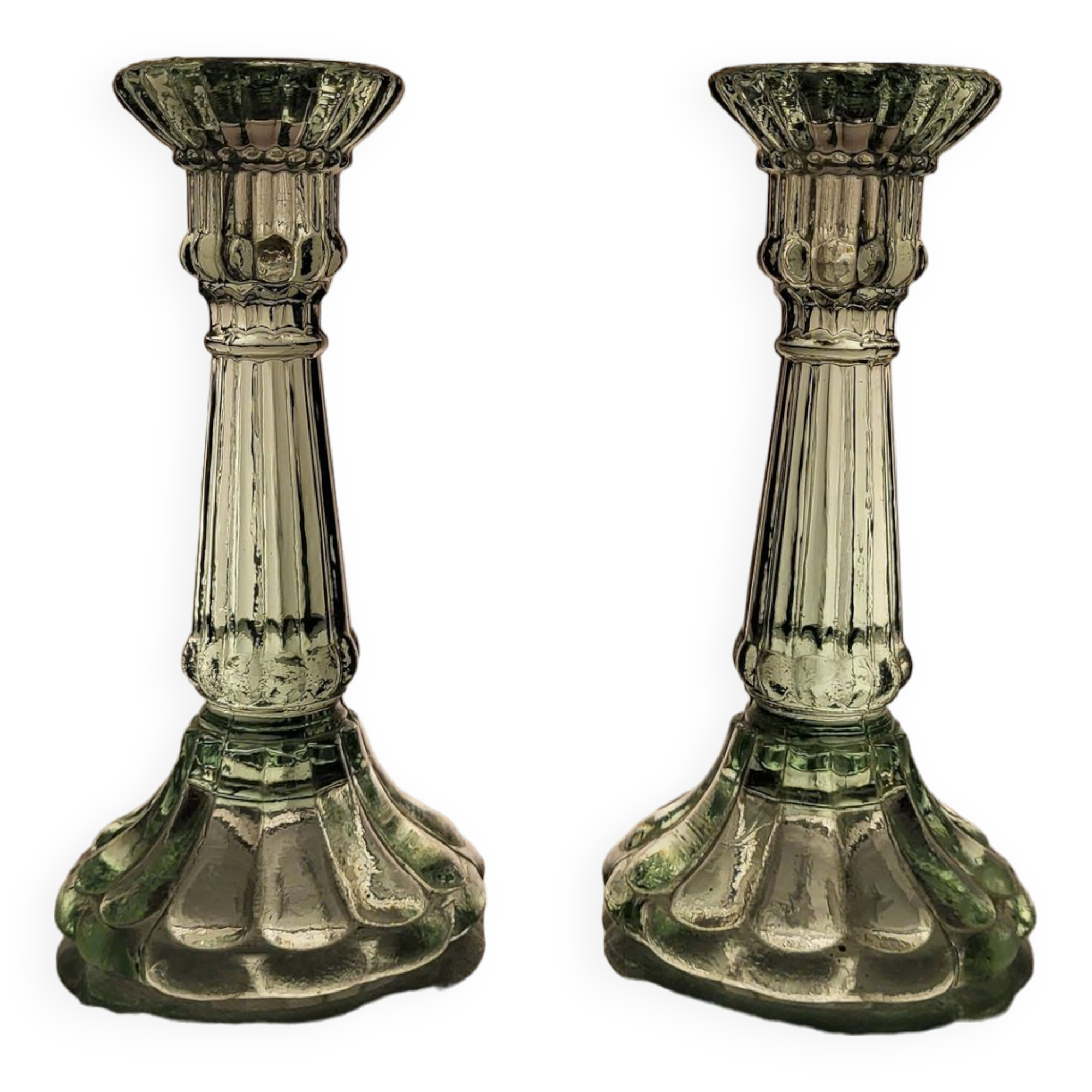 2 Glass candle holders