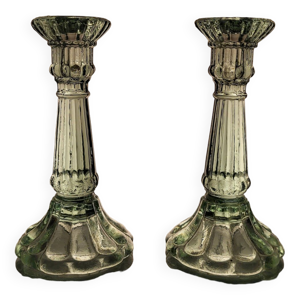 2 bougeoirs en verre