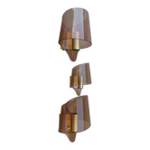 Vintage smoked plexiglass wall lights set of 3 for living room dining room decor.