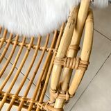 Vintage rattan bench sofa