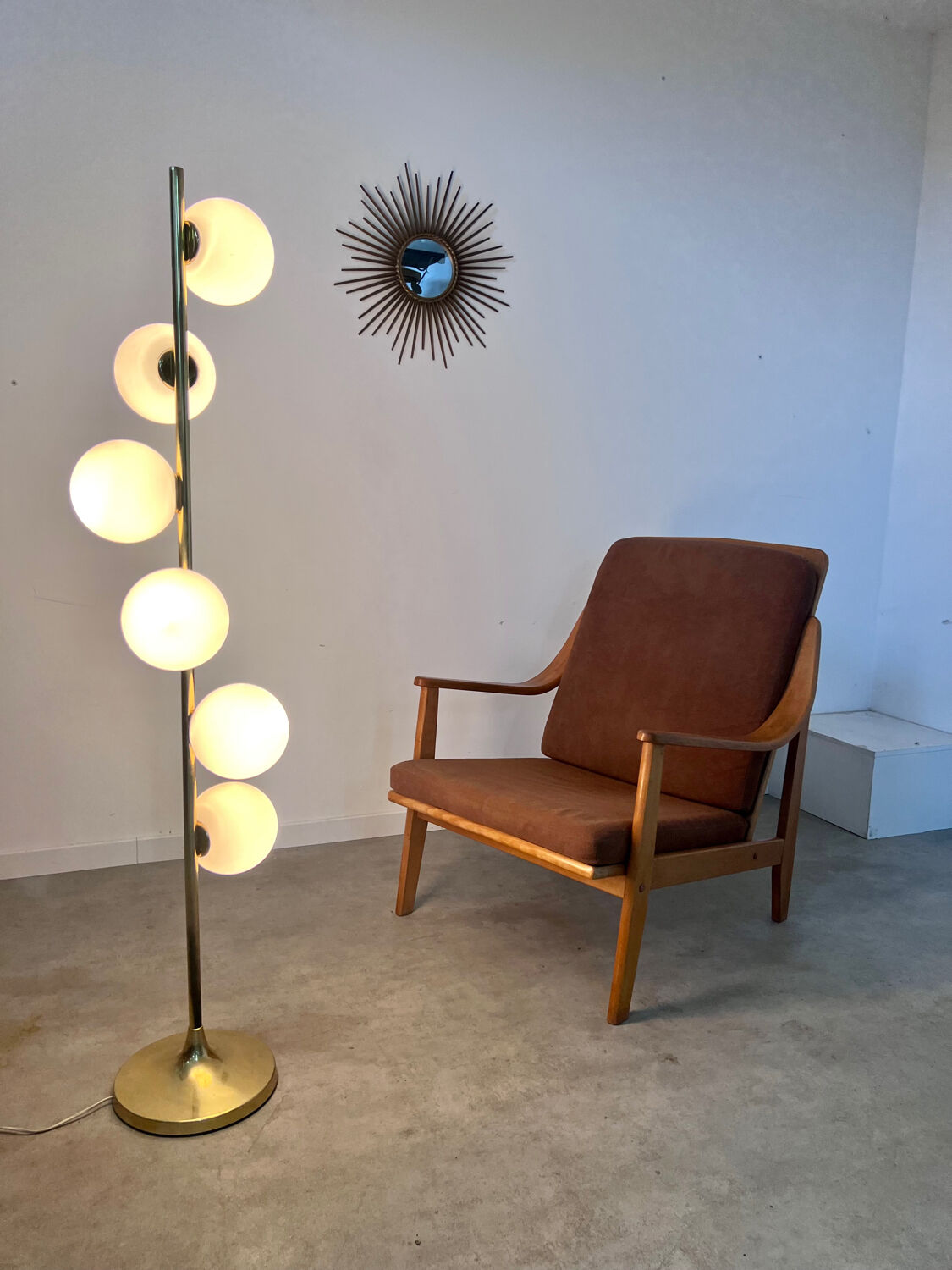 Old Scandinavian designer armchair from the 60s in vintage solid beech