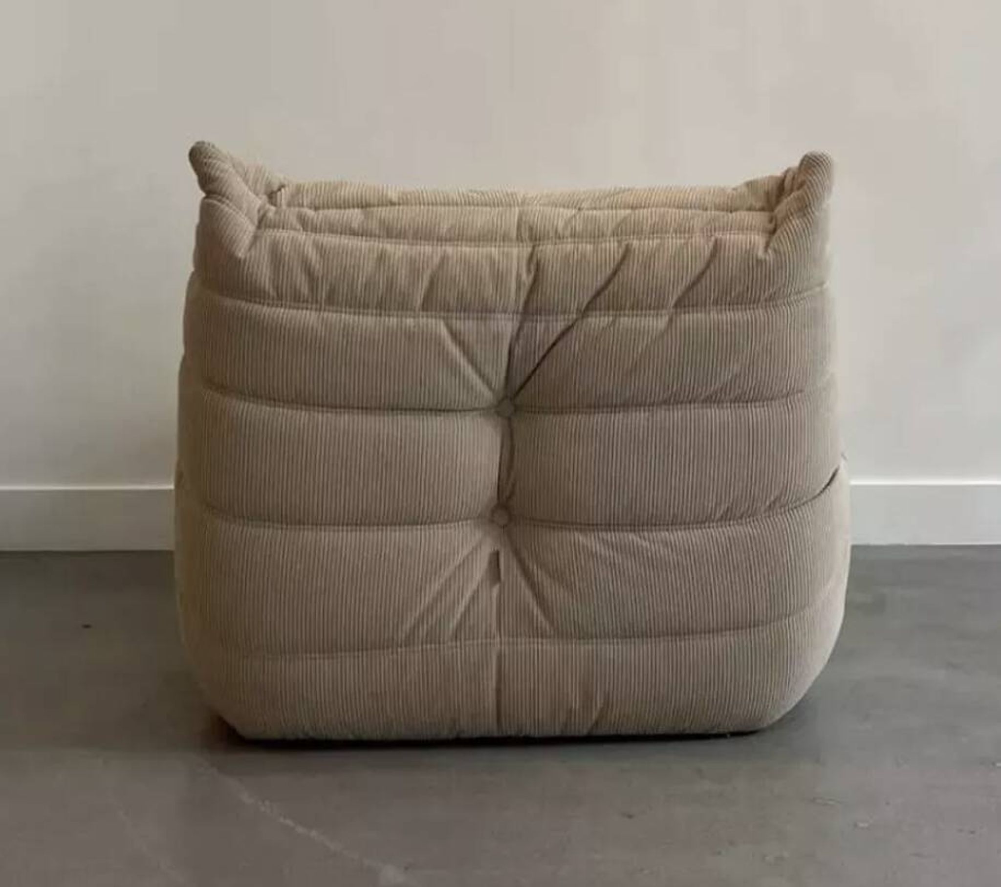 Beige velvet Togo armchair by Michel Ducaroy