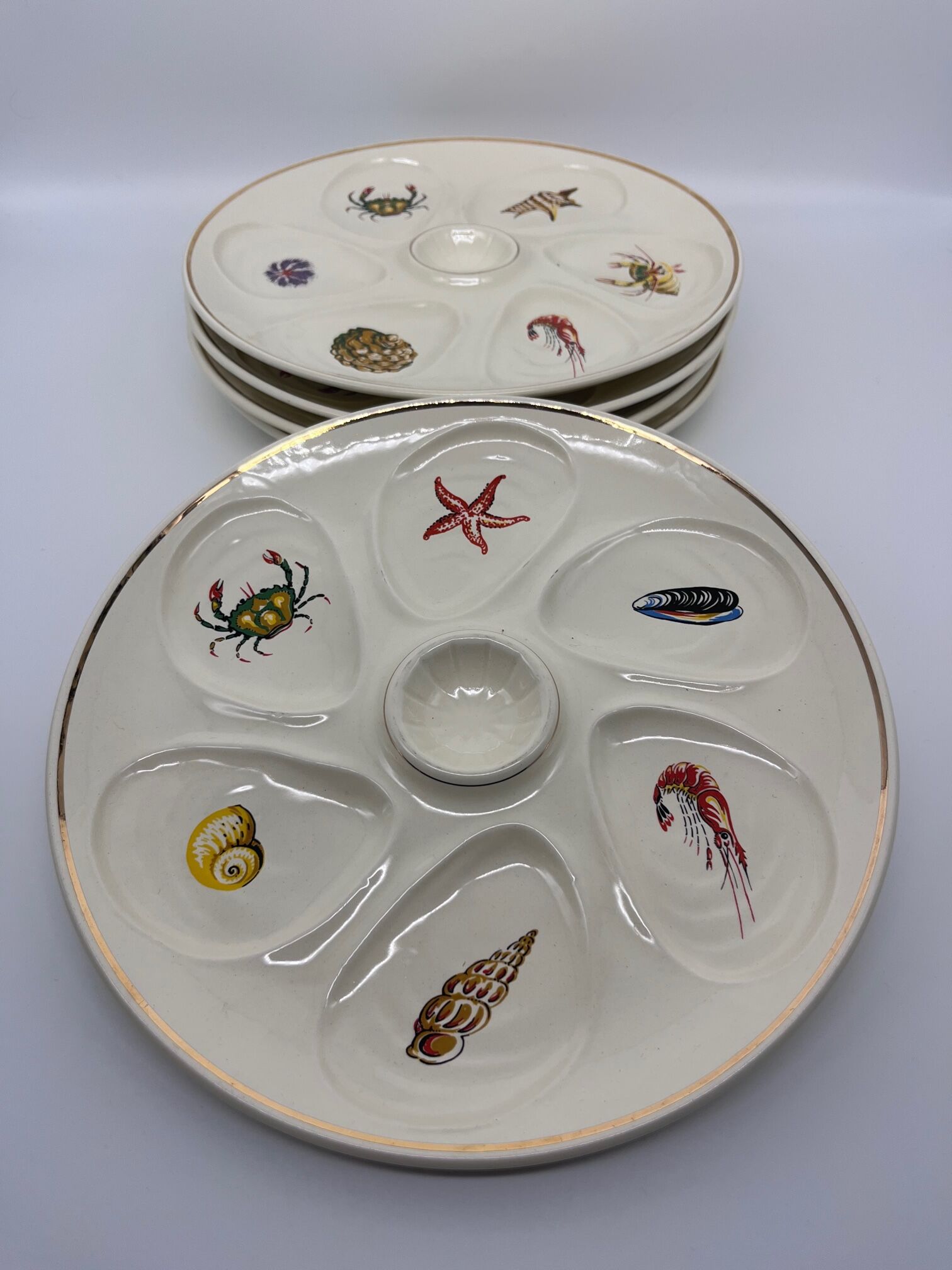 Vintage oyster plates