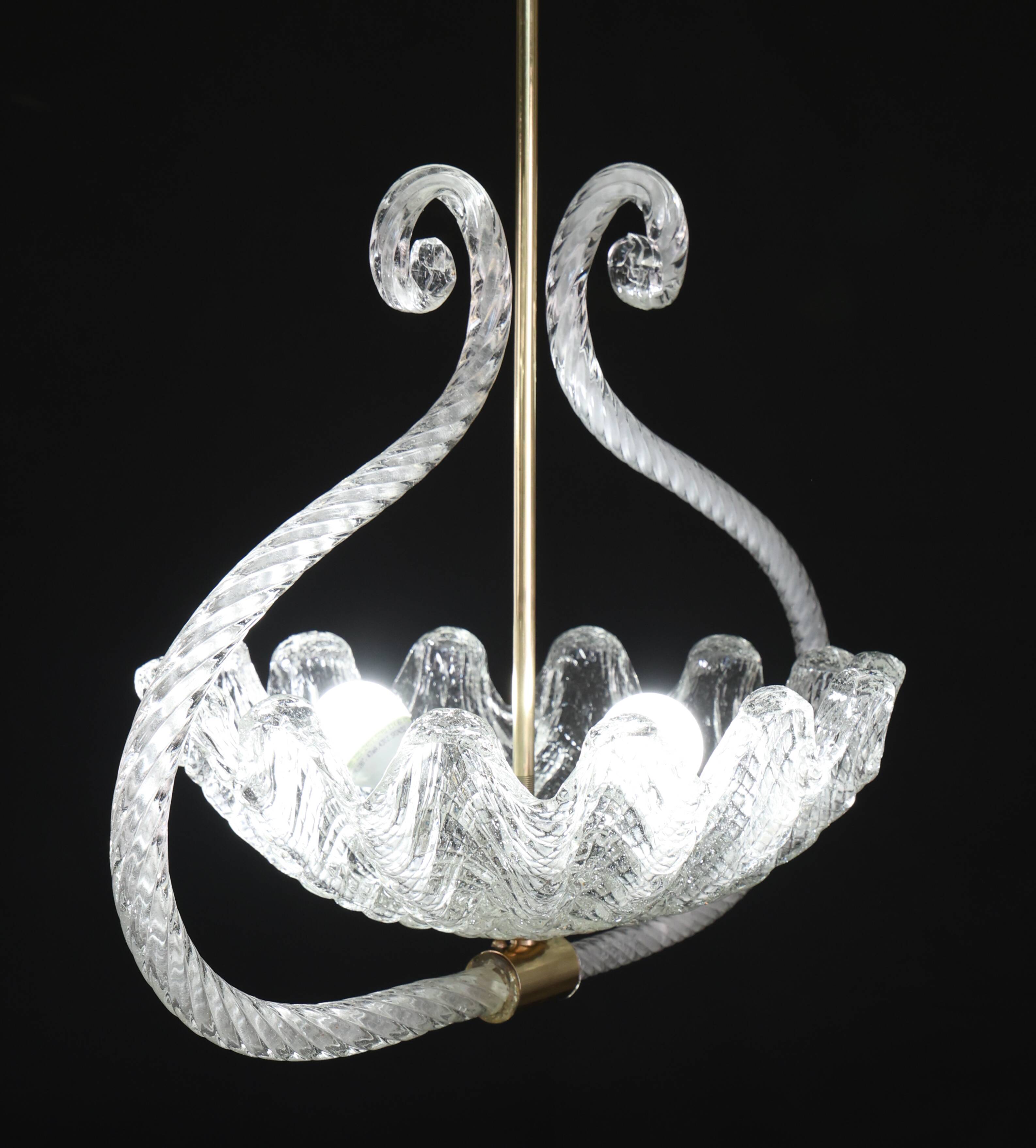 Charming Art Deco Pendant Chandelier by Ercole Barovier, 1940s