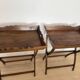 Pair of folding wooden side tables / serving tables in style