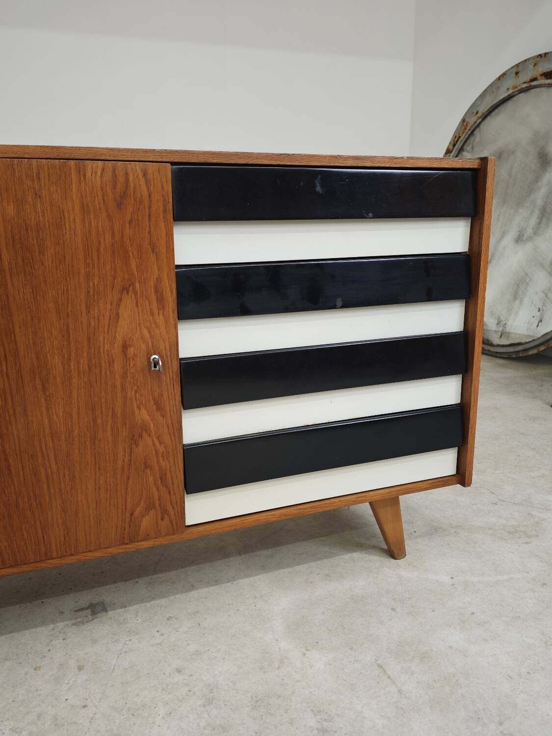U-458 Sideboard Cabinet by Jiri Jiroutek for Interier Praha black and white 1960