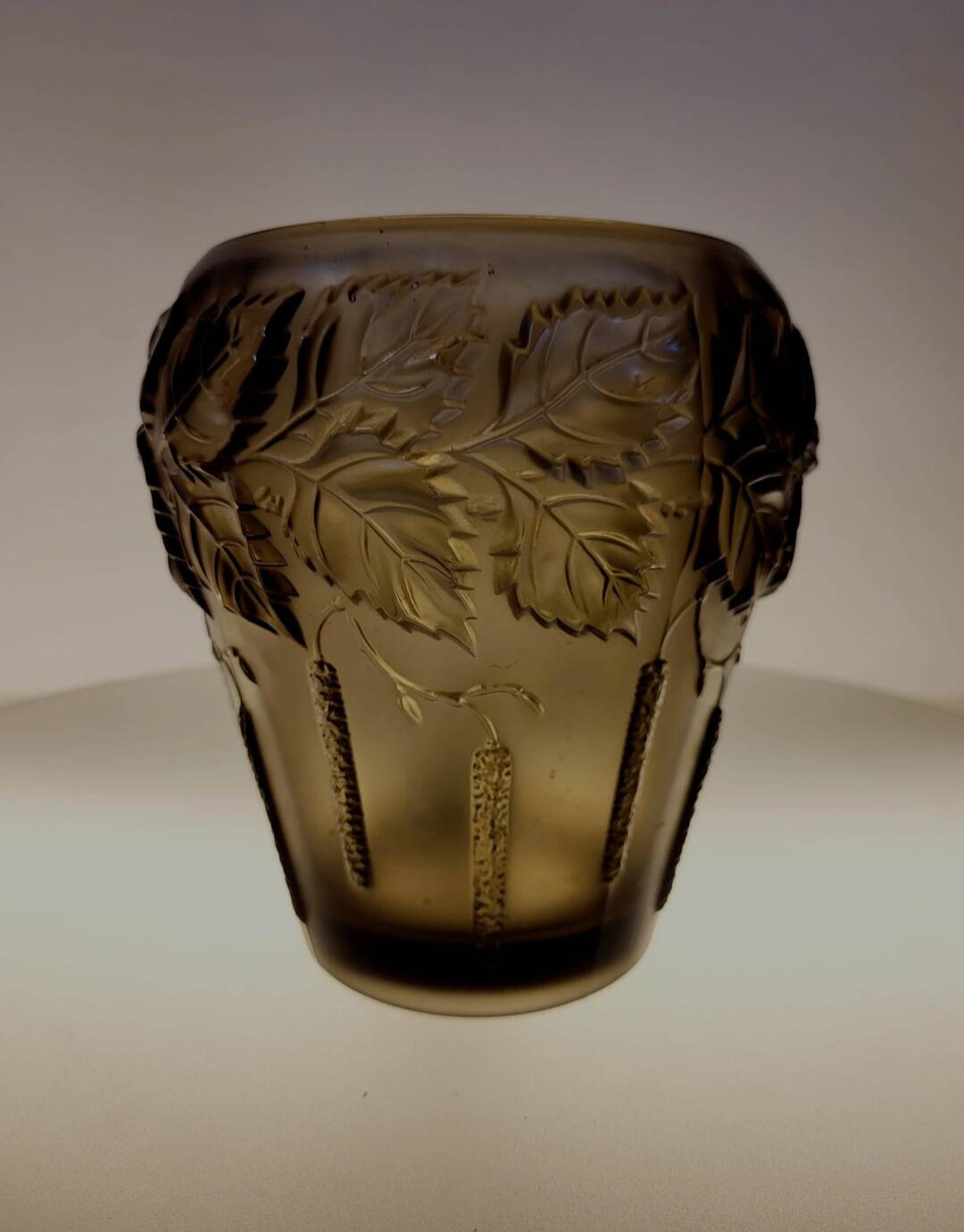 Vase art déco, fumée persglas avec décor, Barolac Josef Inwald, période 1930