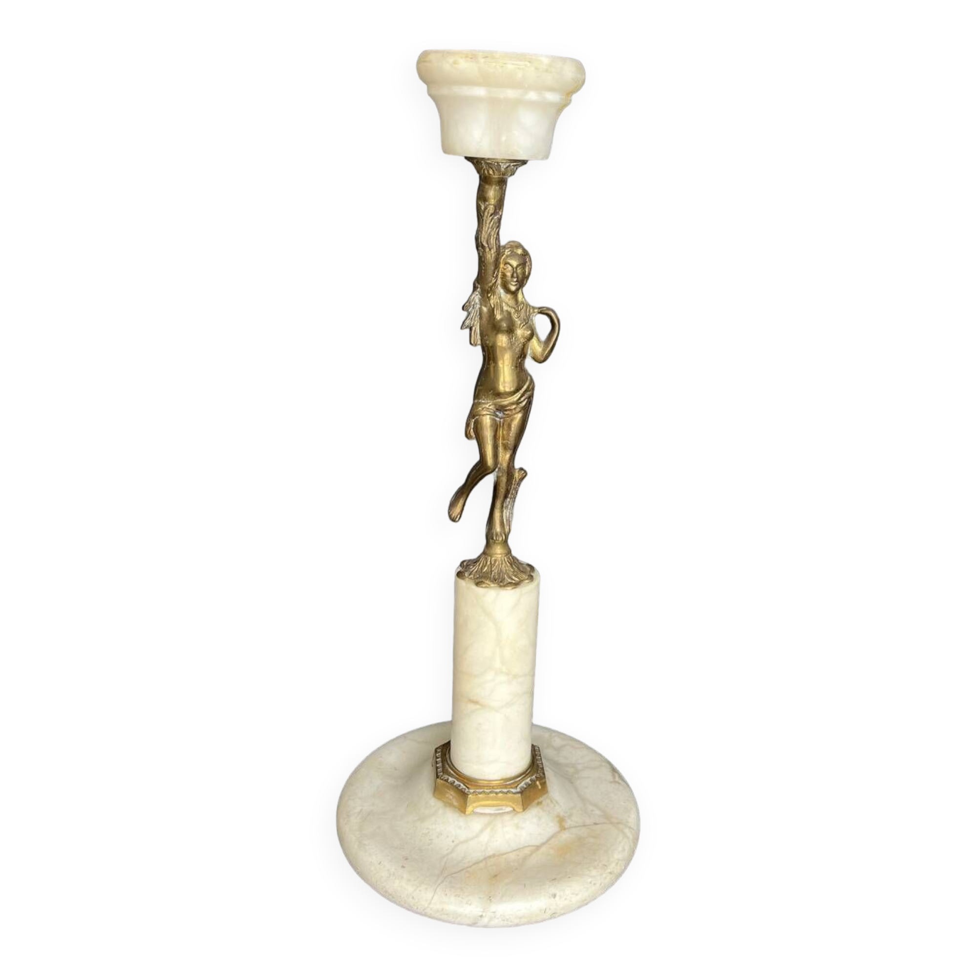 Candelabra in white marble and gilded bronze