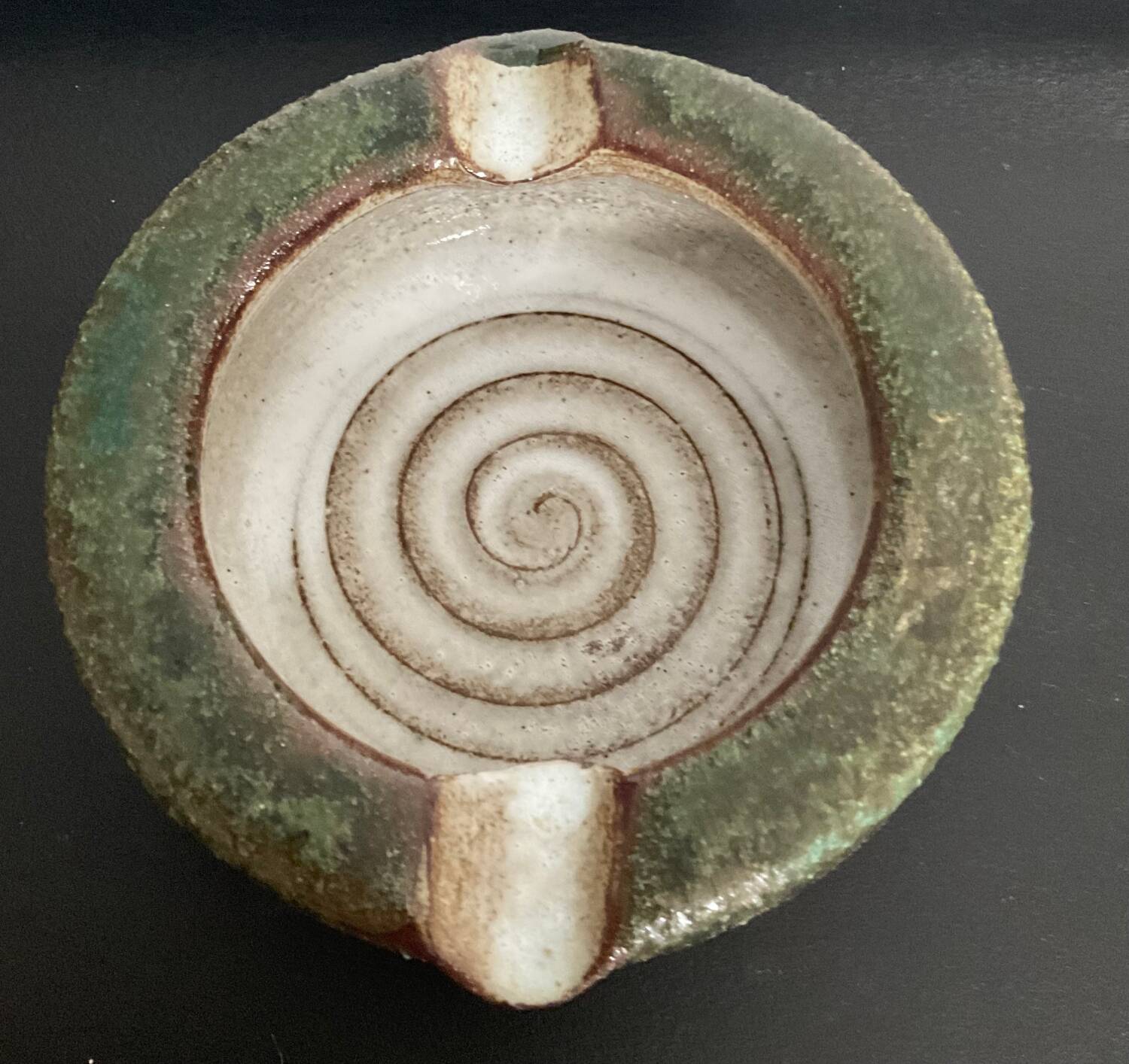 Vintage glazed terracotta ashtray