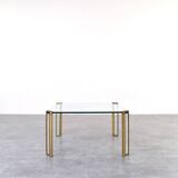 Hollywood Regency Brass and Glass Coffee Table by Peter Ghyczy, 1970s.