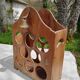Wooden and brass bottle holder