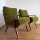 Paire de fauteuils vintage en bois et tissu
