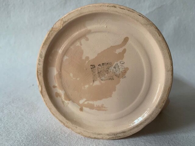 Pink porcelain carafe, Sarreguemines, 1930, France