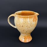 Stoneware pitcher signed Suzanne Dauliach – Incised Floral Thistle Decor