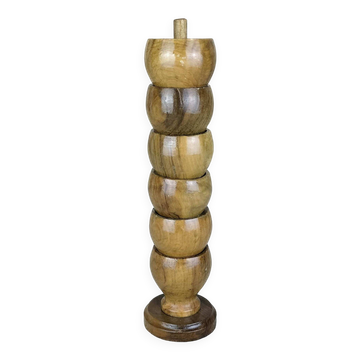 Set of six olive wood egg cups